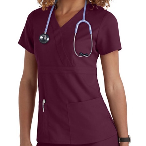 Grey’s Anatomy Wine Scrub Top - Picture 1 of 3